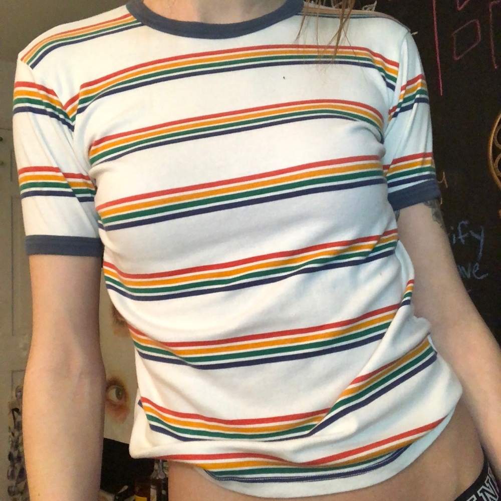 rainbow stripe boyfriend tee